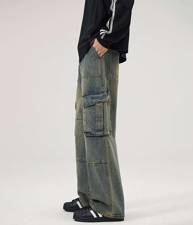 Japanese Brand × Jean Vintage washed multi-pocket straight loose cargo jeans Size US 32 / EU 48 - 2 Thumbnail