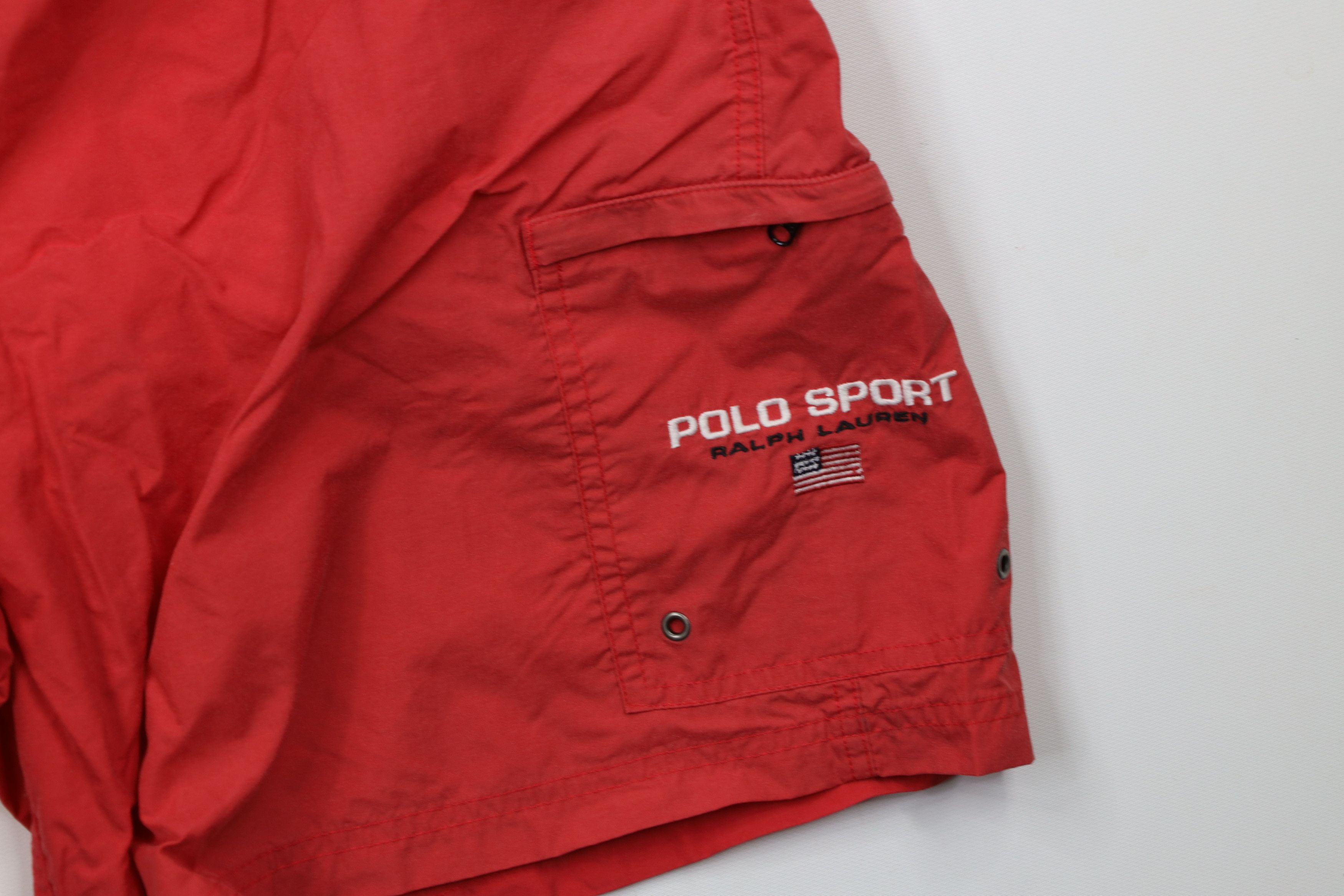 Ralph Lauren × Vintage Vintage 90s Polo Sport Ralph Lauren Flag Lined Shorts Red Size US 34 / EU 50 - 5 Thumbnail