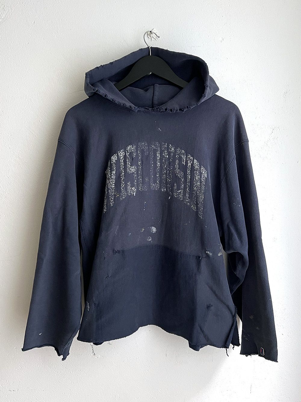 Champion Vintage 90s Reverse Weave Made in USA Distressed Navy Hoodie Size US XL / EU 56 / 4 - 1 Thumbnail
