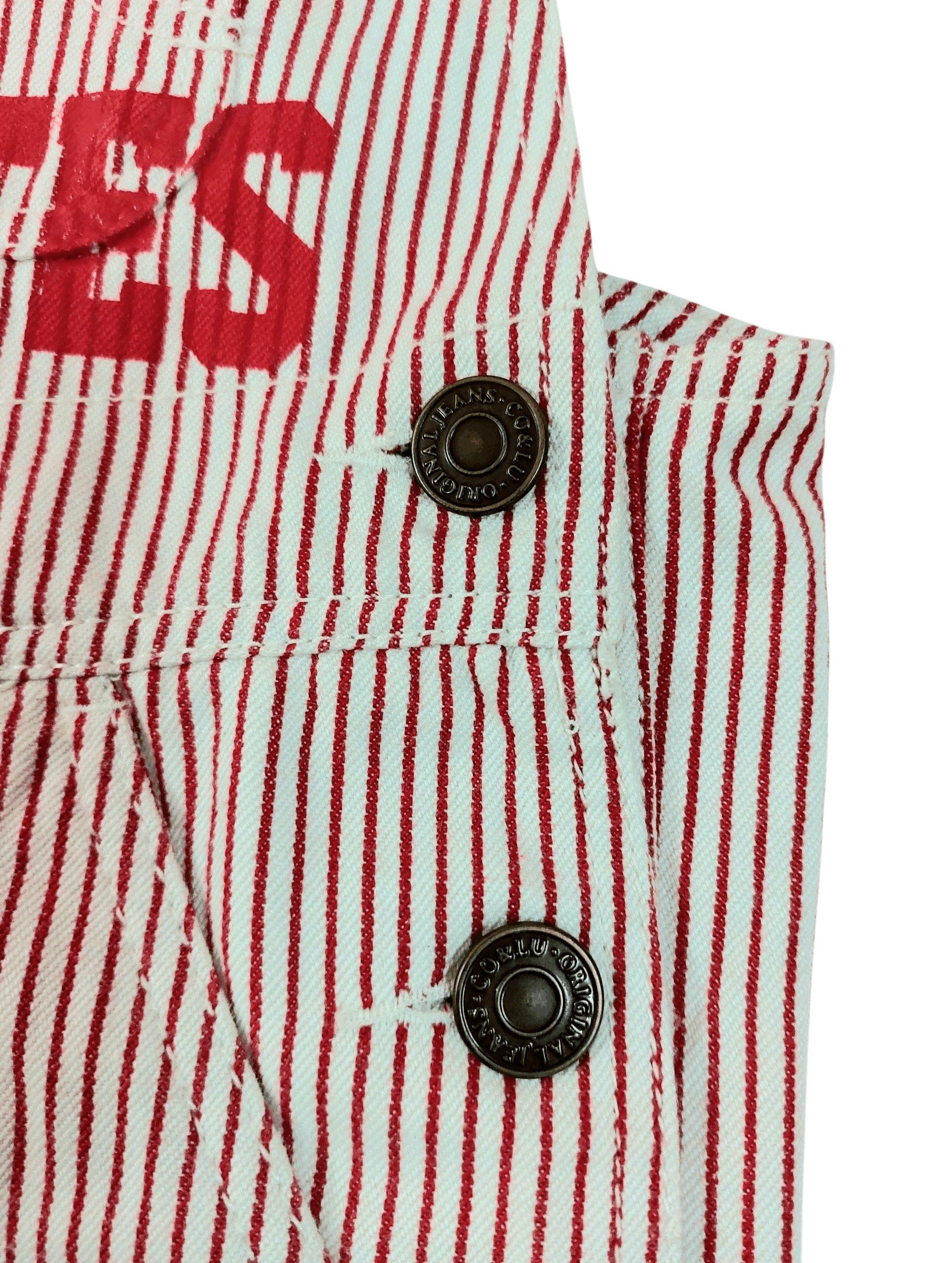 Vintage Rare 💥 Co and Lu 90's Hickory Stripe Big Logo Overalls Size 31" - 6 Thumbnail