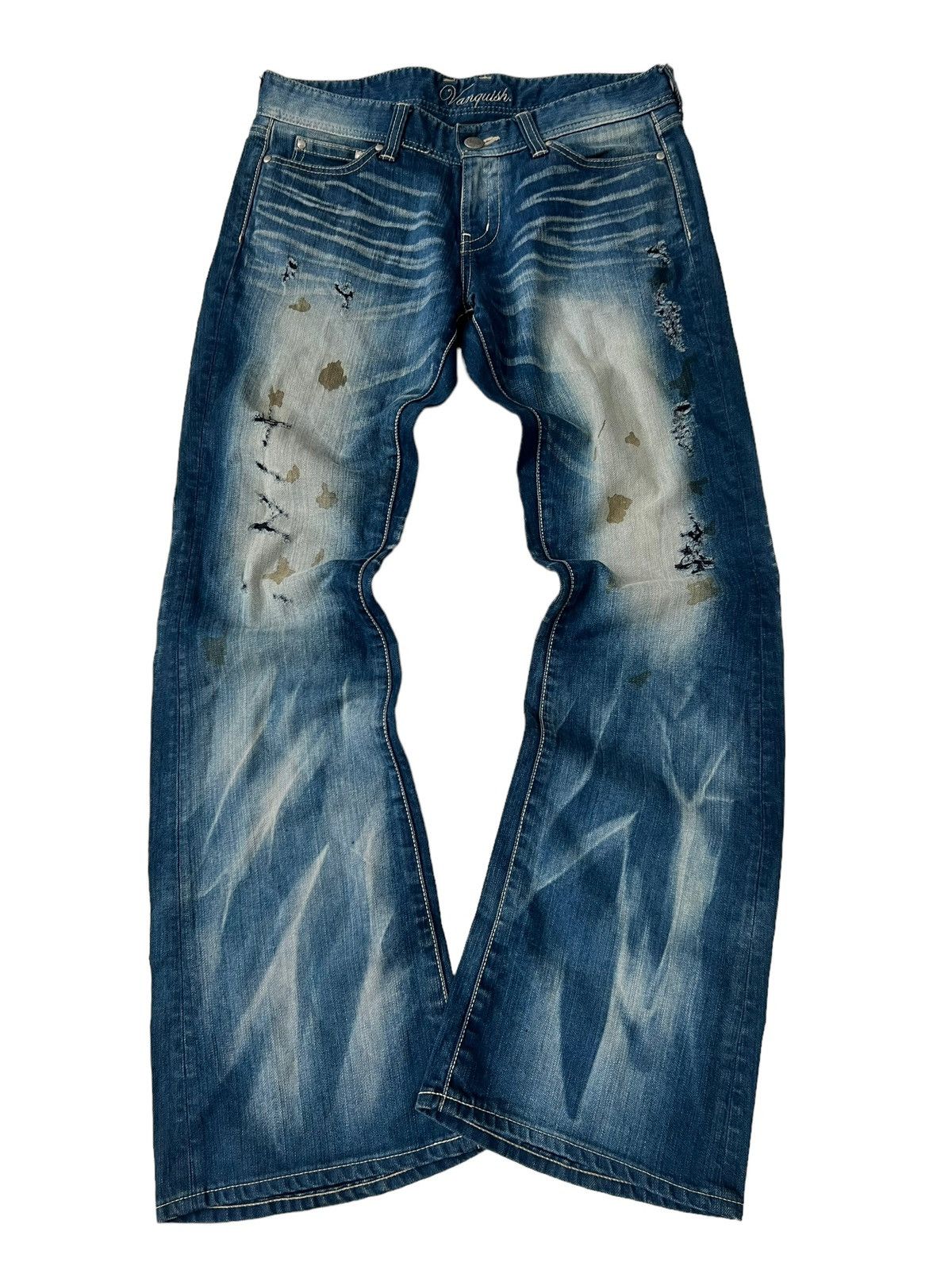 image of If Six Was Nine x Le Grande Bleu L G B Vanquish Mud Wash Flared Denim Jeans in Blue Mud Wash (Size 