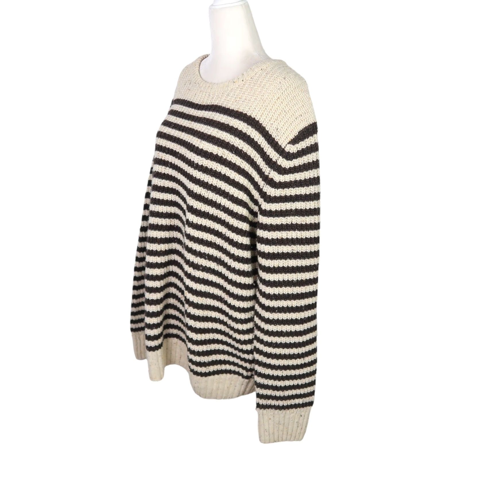 Vintage British Khaki Cream Tan and Brown Stripe Wool Blend Knit Sweater Mens XL Size US XL / EU 56 / 4 - 3 Thumbnail