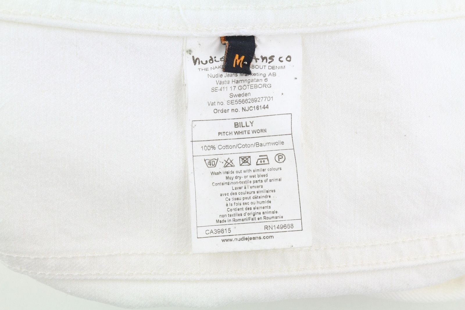 Nudie Jeans BILLY M Pitch White Worn Polo Neck Logo Jacket 83686 Size US M / EU 48-50 / 2 - 6 Thumbnail