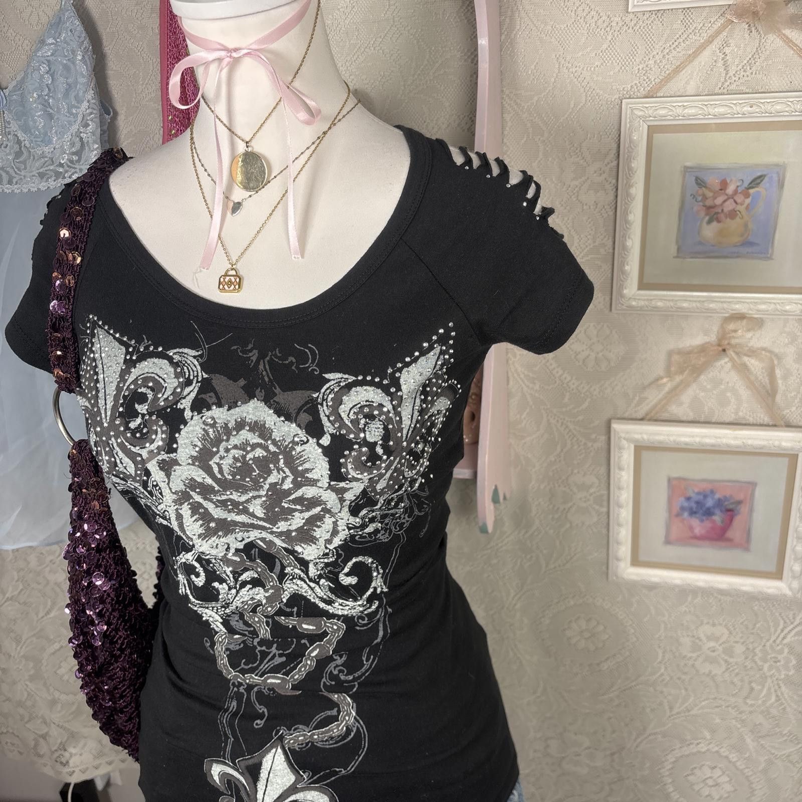 Other y2k grunge beaded cut out blouse Size L / US 10 / IT 46 - 2 Thumbnail