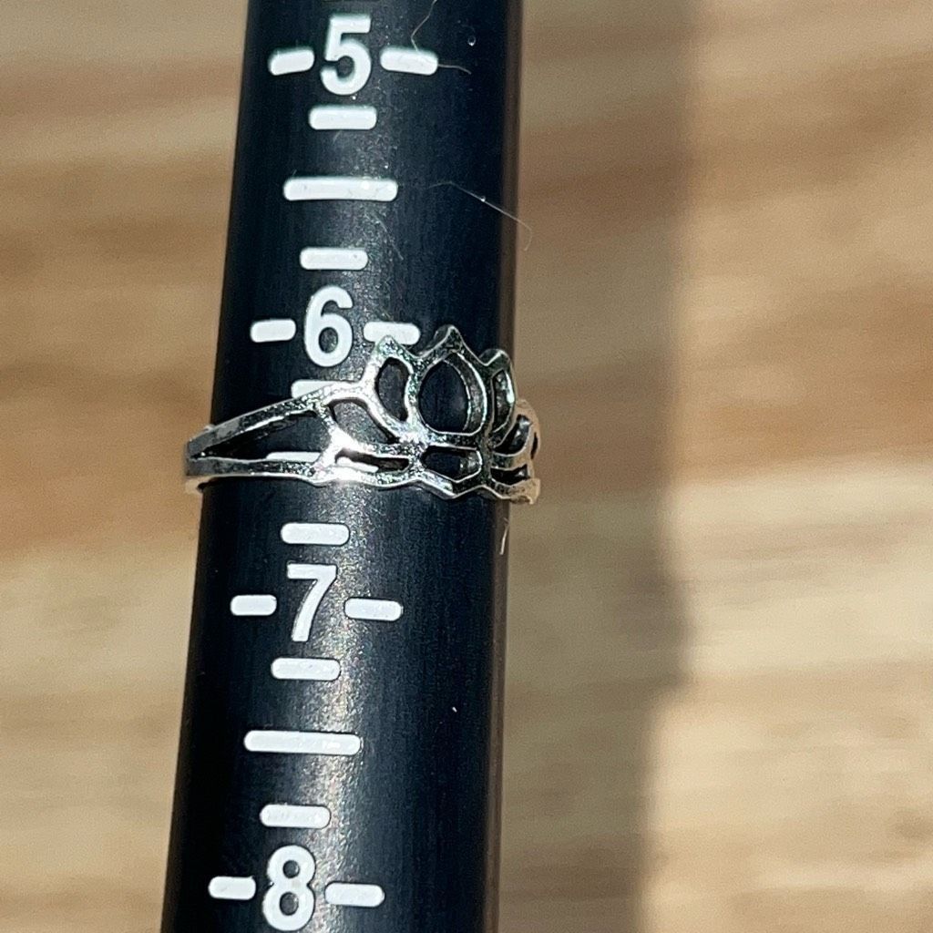Other Distressed Silver Toned Open Lotus Flower Outline Ring, Women’s Size: 6.5 Size ONE SIZE - 4 Thumbnail