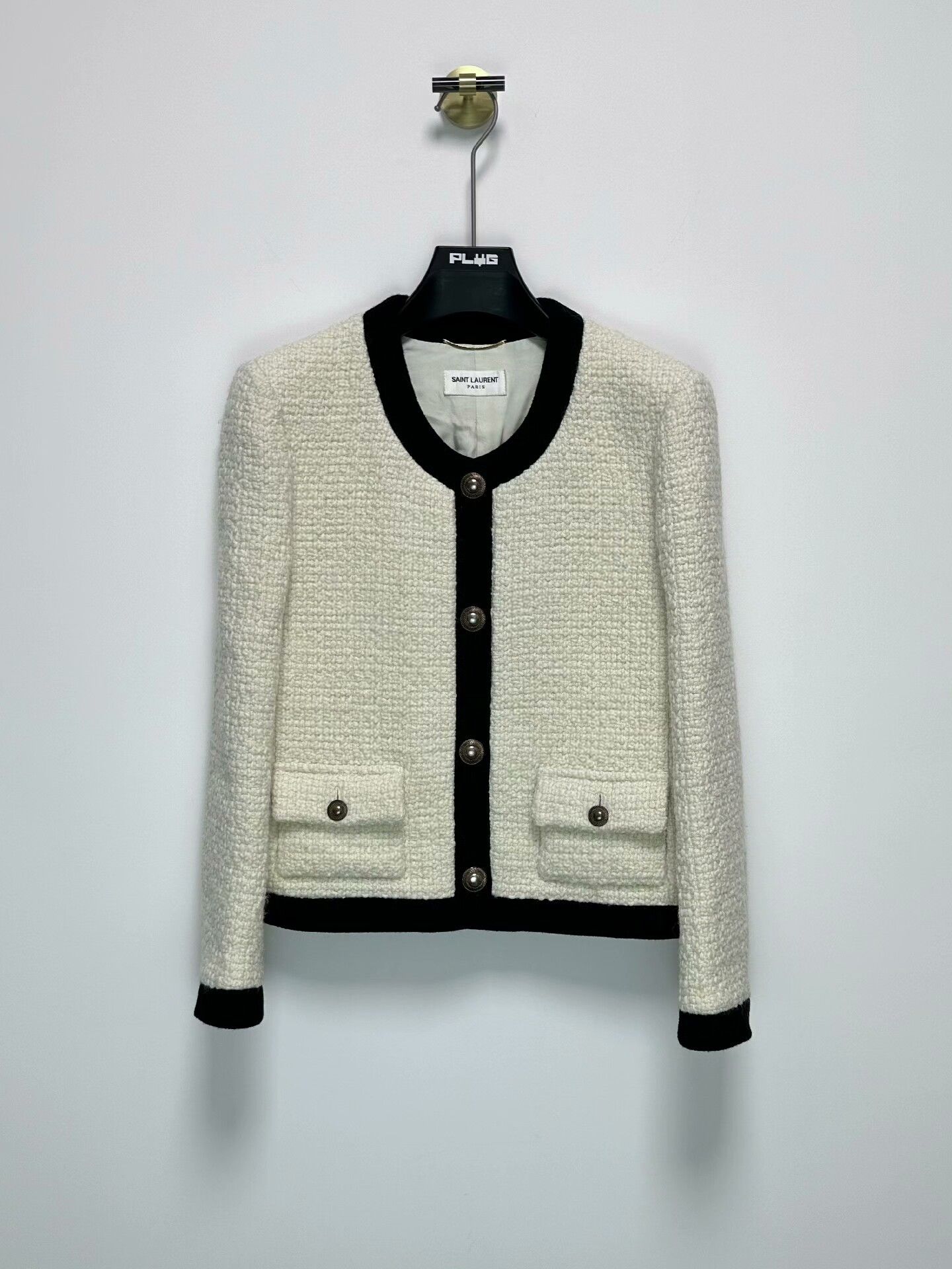 Saint Laurent Paris Saint Laurent Ivory Tweed Jacket Size XS / US 0-2 / IT 36-38 - 1 Thumbnail