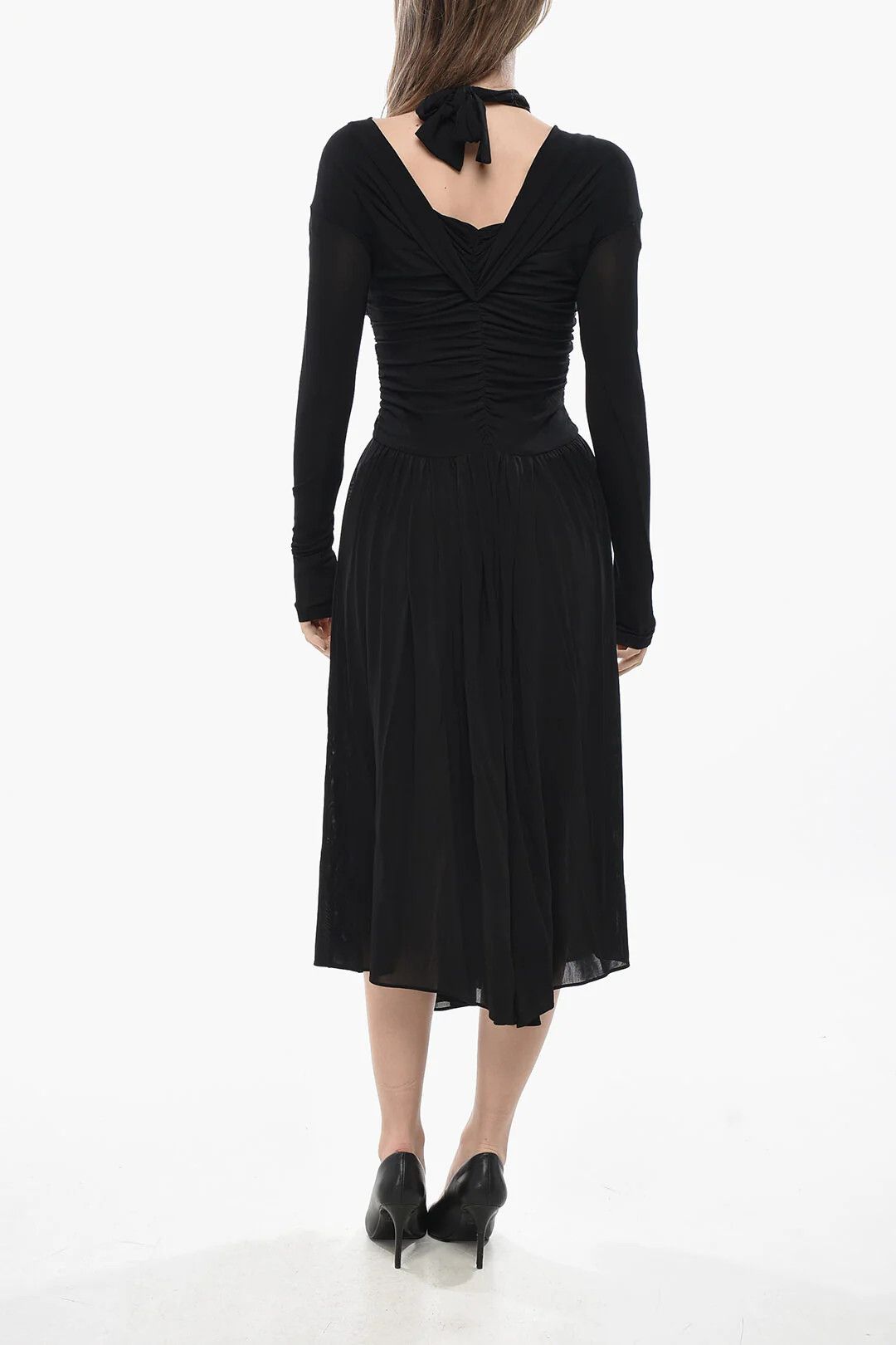 Isabel Marant og1mm0326 Stretch Viscose Flared Dress in Black Size S / US 4 / IT 40 - 2 Thumbnail