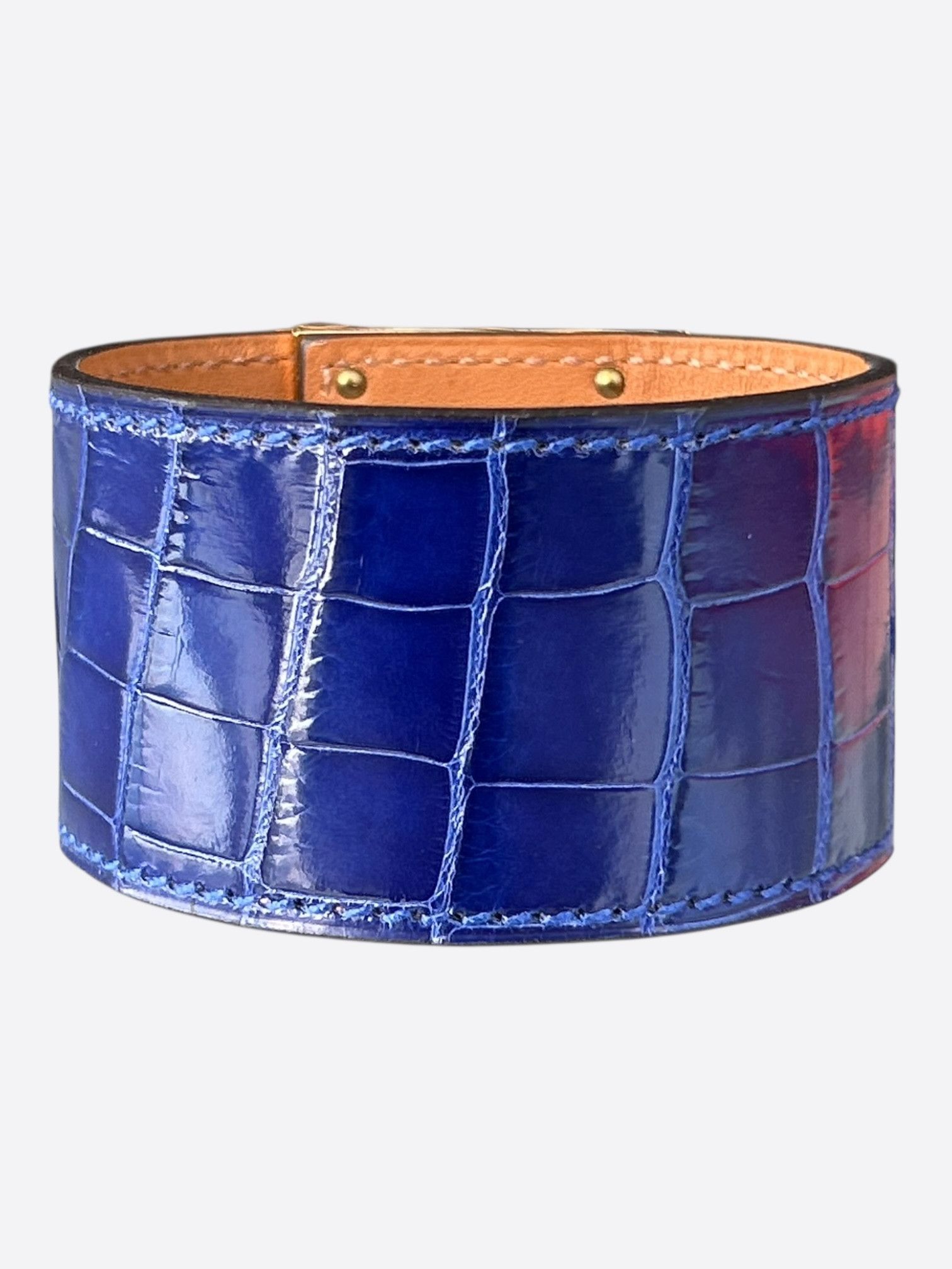 Hermes Hermes Purple Crocodile & Gold Hardware Kelly Bracelet Size ONE SIZE - 2 Thumbnail