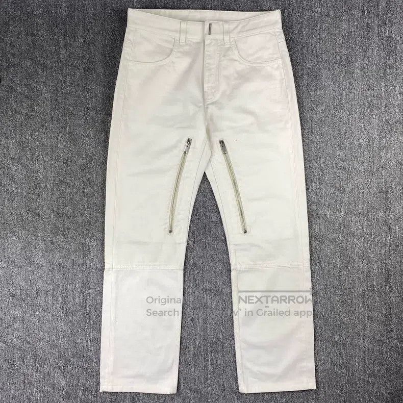 パンツ givenchy white biker denim size30 Givenchy Givenchy White Crackled Painted Zip Jeans | Grailed