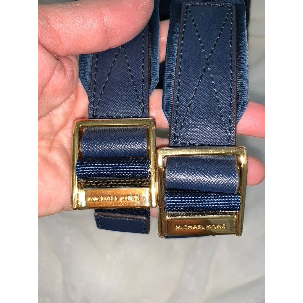 Michael Kors Michael Kors Navy Backpack with Gold Hardware & Logo Plaque Size ONE SIZE - 6 Thumbnail