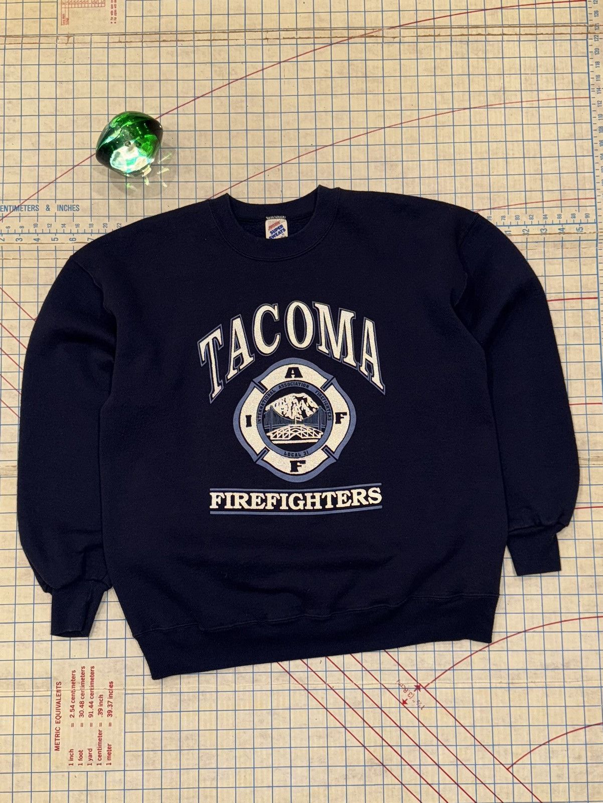 Vintage Vintage Tacoma Firefighters Crewneck Sweater 3M Graphic Navy Size US L / EU 52-54 / 3 - 3 Thumbnail