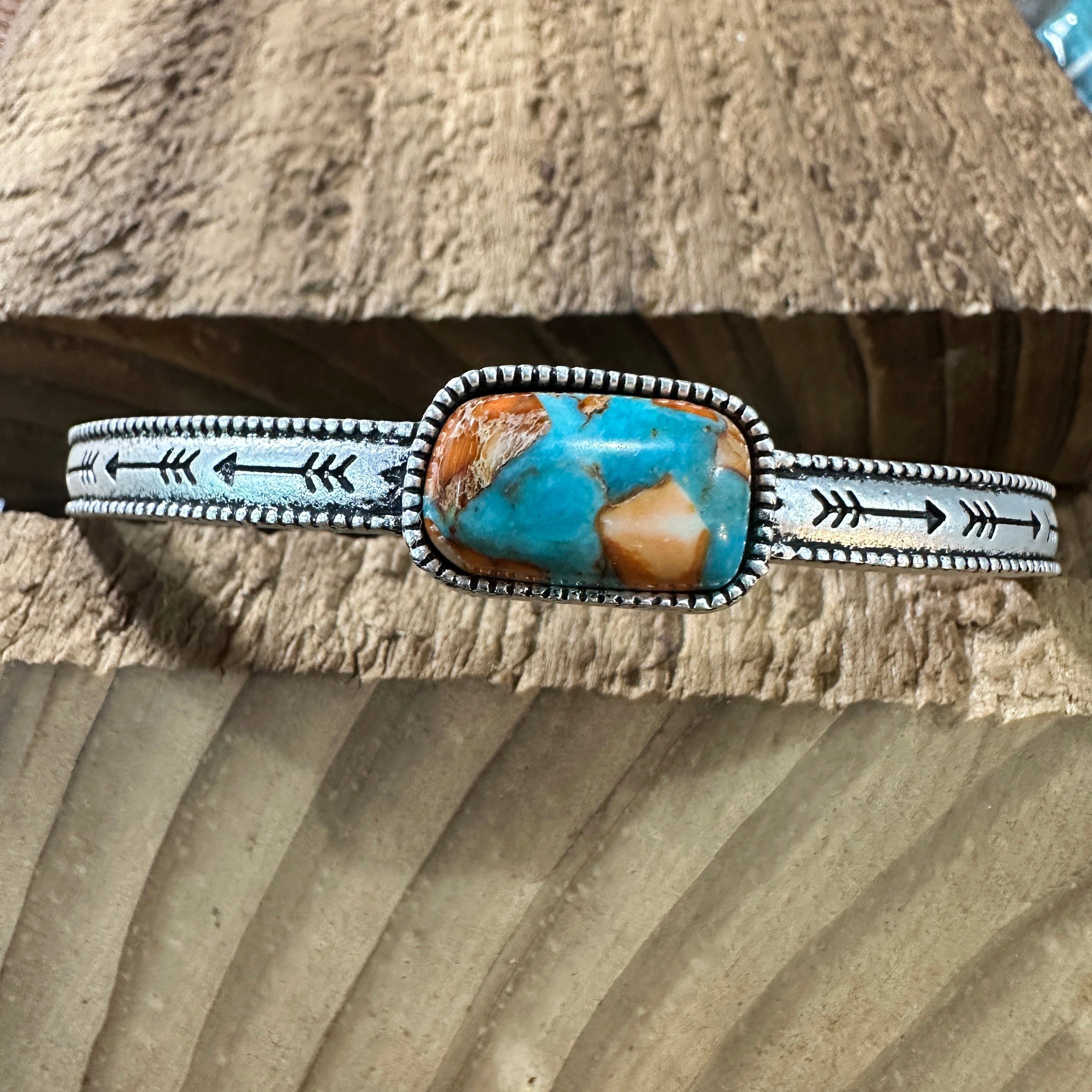Other Gemstone Cuff Bracelet in Antique Silver Finish, Southwester Size ONE SIZE - 2 Thumbnail
