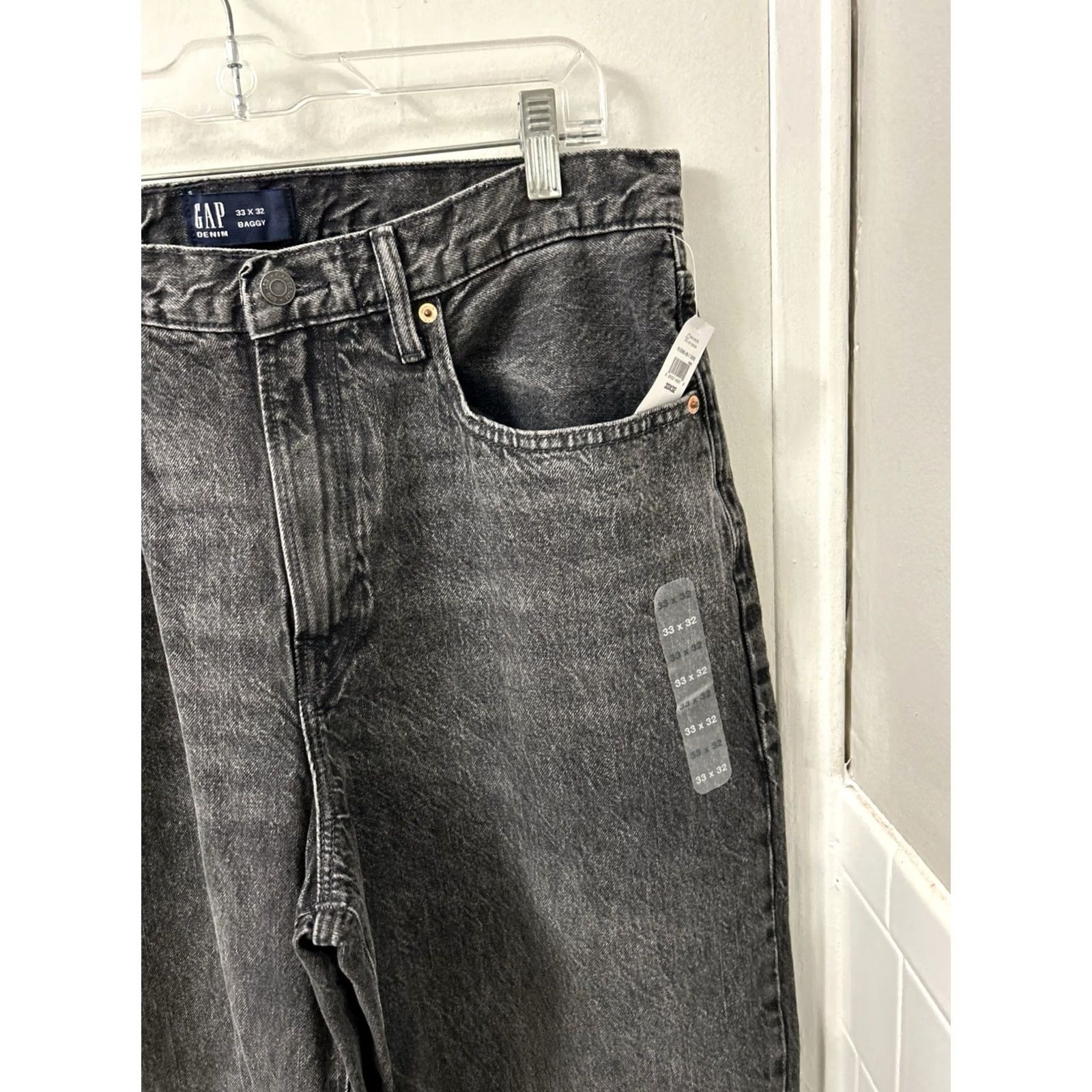 Gap VINTAGE Gap Baggy Jeans Mens Size 33x32 Washed Black Tapered Leg Denim NWT Size US 33 - 4 Thumbnail
