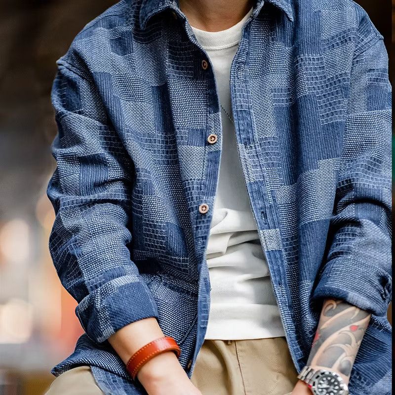 PPFM 💥Stiching boro denim blue shirt Size US L / EU 52-54 / 3 - 2 Thumbnail