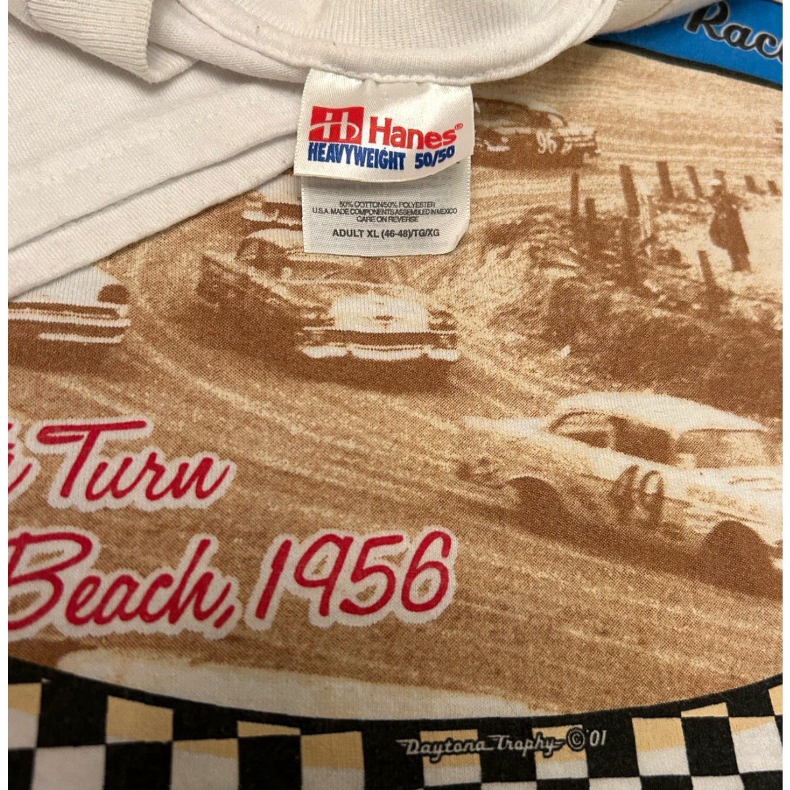 NASCAR VINTAGE 90s Daytona Beach Speedway Nascar Auto Racing Legends 2001 VTG Shirt XL White Mens Short Sleeve Size US XL / EU 56 / 4 - 3 Thumbnail