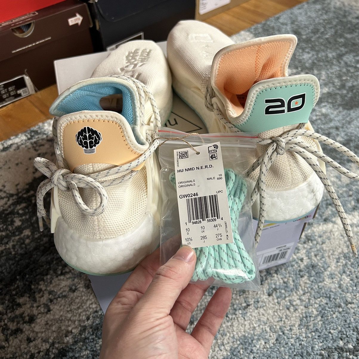 Adidas × Pharrell GW0246 HUMAN RACE NMD NERD CHALK WHiTE GLOW ORANGE MiNT Size US 10.5 / EU 43-44 - 9 Thumbnail