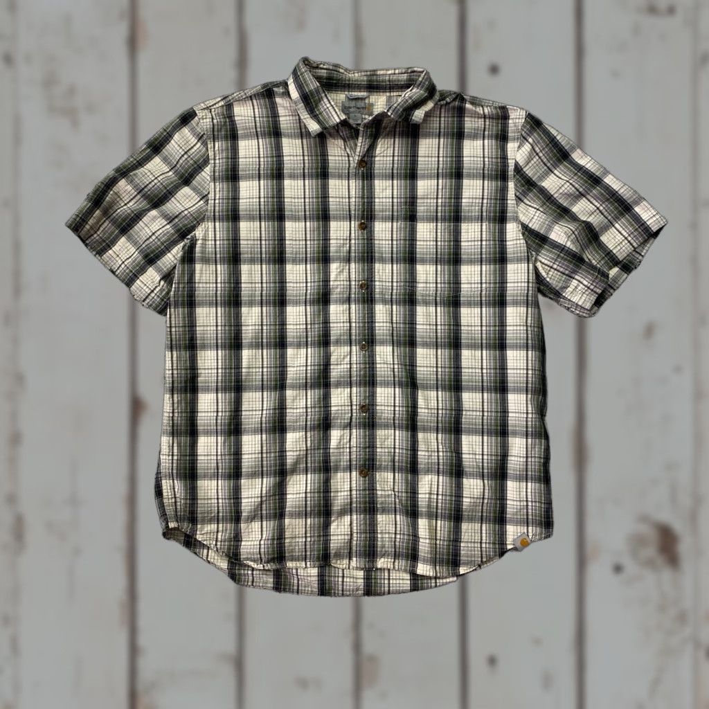 Carhartt VINTAGE Carhartt Shirt Mens XL Relaxed Fit Short Sleeve Plaid Button Up Size US XL / EU 56 / 4 - 1 Thumbnail