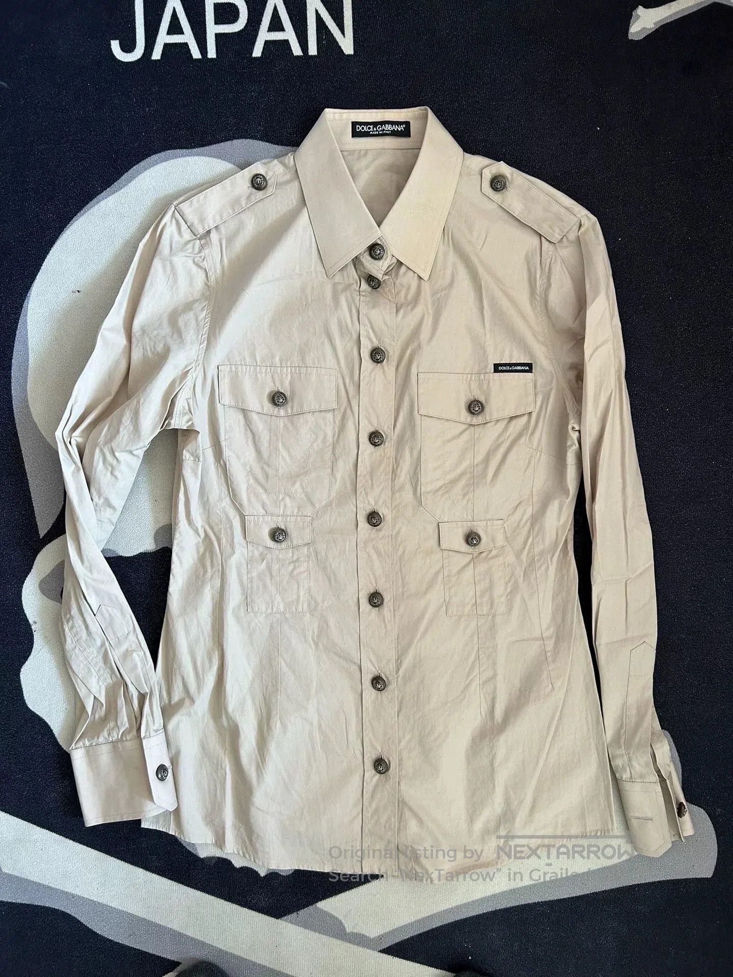 Dolce & Gabbana Fashion Casual Khaki Work Shirt for Women. Size M / US 6-8 / IT 42-44 - 1 Thumbnail