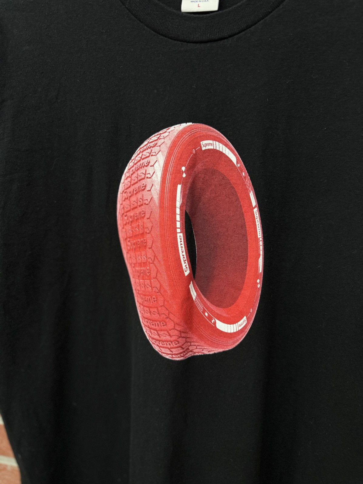 Supreme Supreme Black Tire Tee Shirt Size Large Pre Owned 🧼 Size US L / EU 52-54 / 3 - 5 Thumbnail