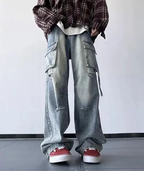 SLVDR Men Ripped Holes Cargo jeans Size US 31 - 2 Thumbnail
