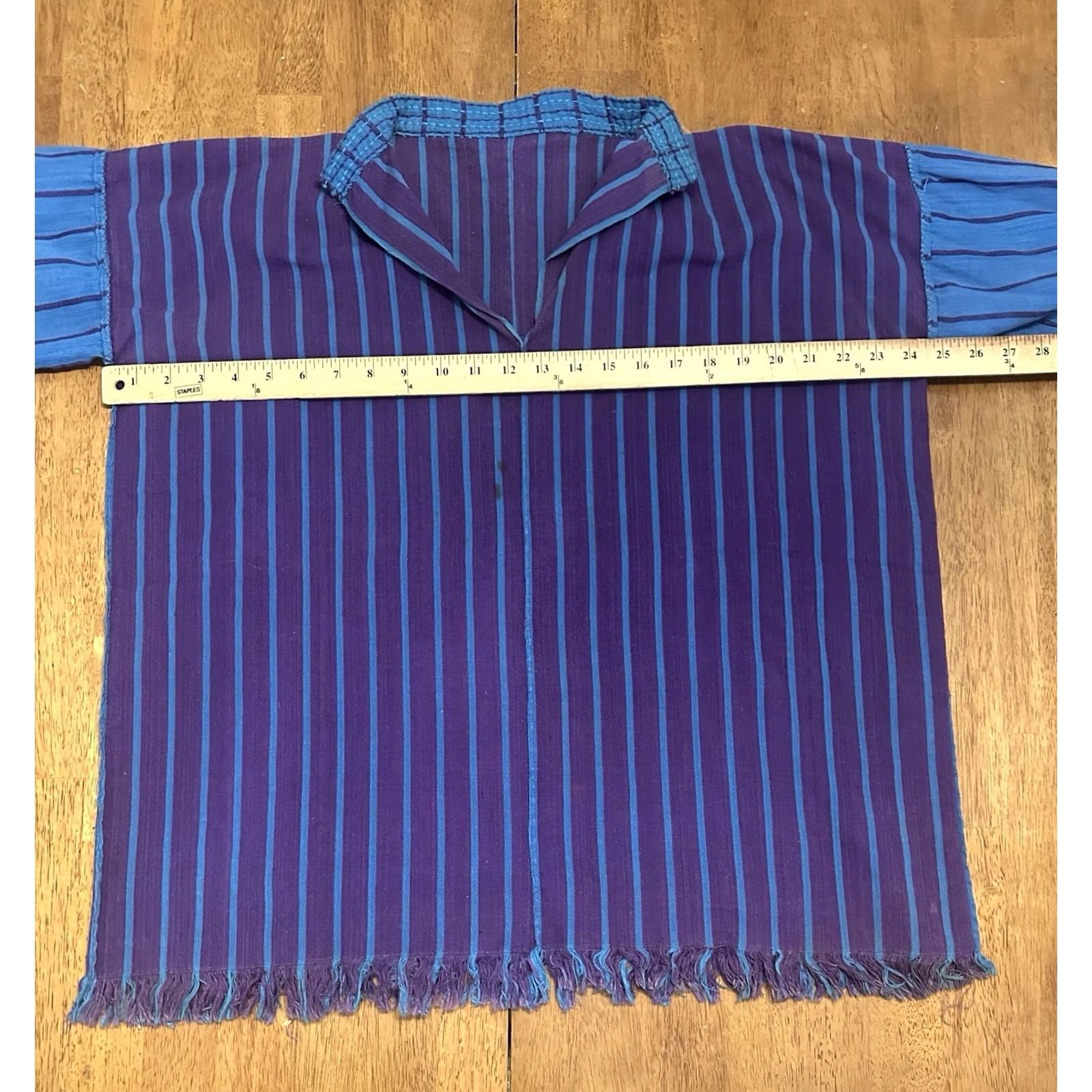 Vintage VINTAGE Guatemalan Shirt XL 70s 80s Striped Hippie Open V Neck Purple Button Mens Size US XL / EU 56 / 4 - 6 Thumbnail