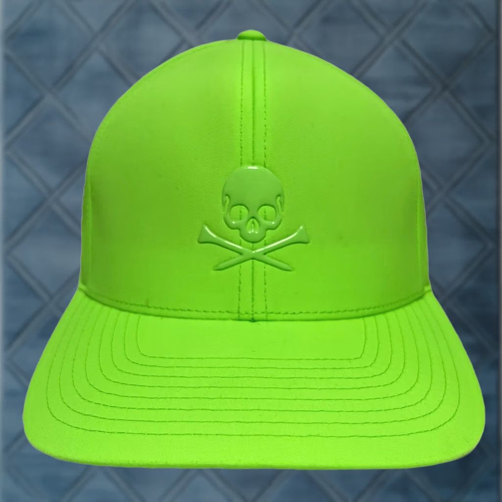 G/FORE G/FORE Golf Hat SnapBack Gecko Neon Green High Vis Silicone Skull & Crossbones Size ONE SIZE - 1 Thumbnail