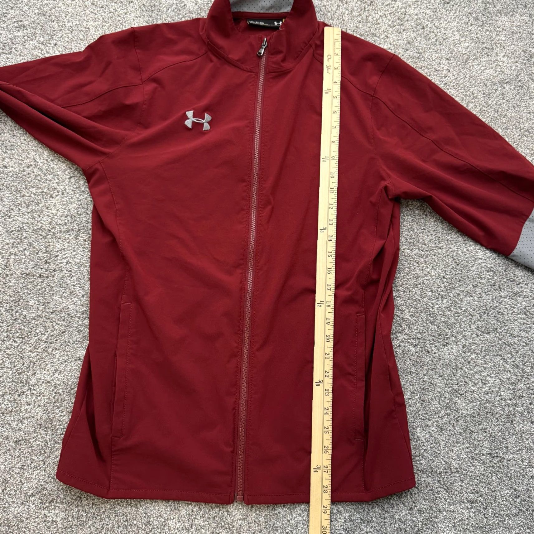 Under Armour Under Armour Jacket Mens Small Red Gray HeatGear Full Zip Athletic Windbreaker Size US S / EU 44-46 / 1 - 7 Thumbnail