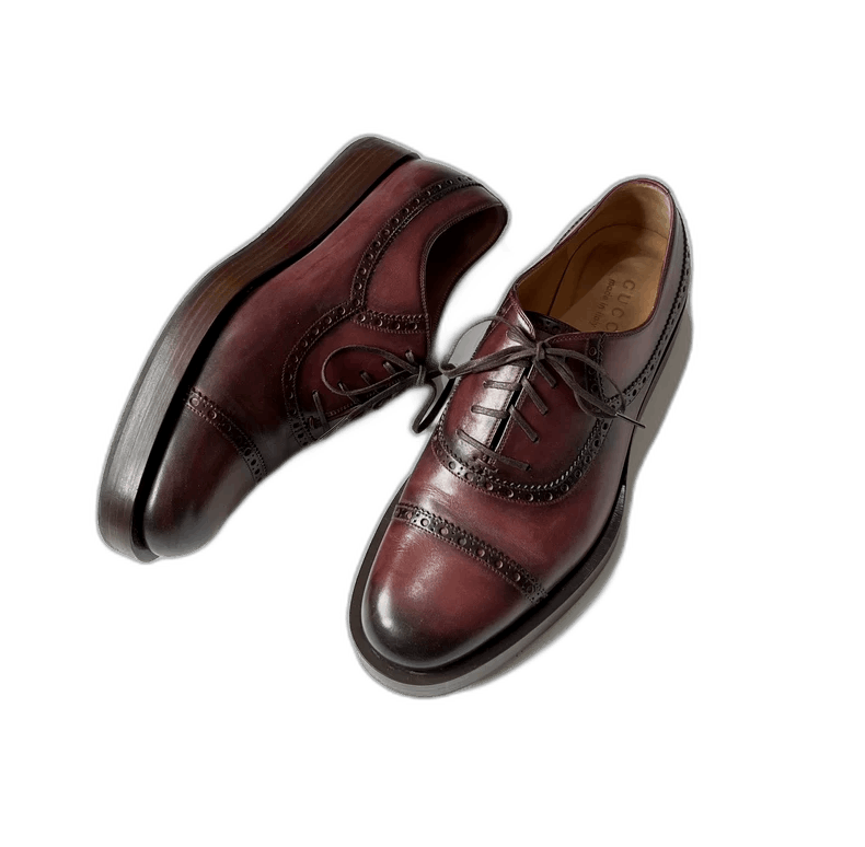Gucci Brown Oxford Leather Shoes with Brogue Detail-2506 Size US 8.5 / EU 41-42 - 1 Thumbnail