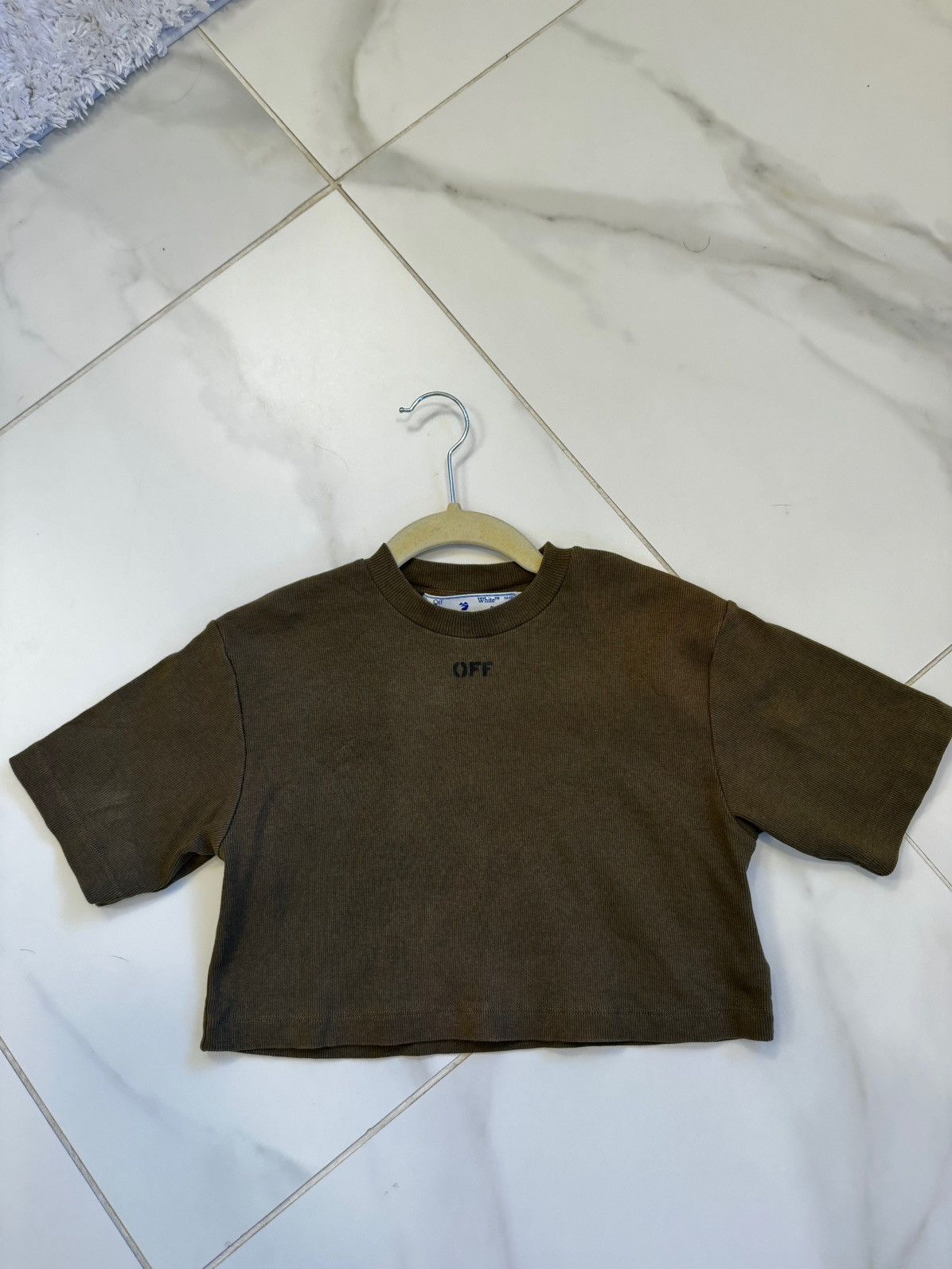 Off-White Off White Stamp Rib Crop Tee Size XXS / US 00 / IT 34 - 1 Thumbnail
