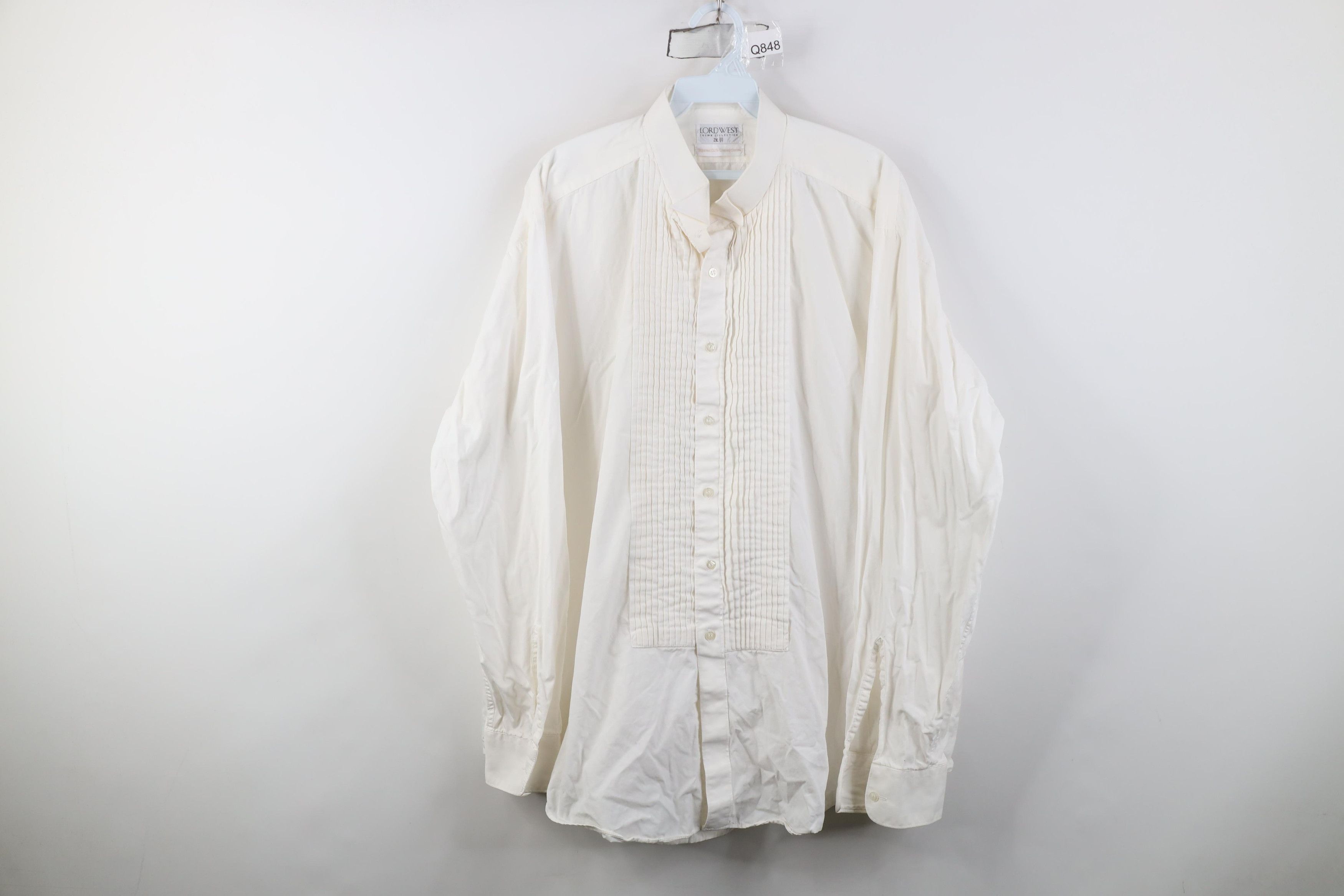 Vintage Vintage 90s Ruffled Prom Wedding Button Shirt White Cotton Size US XXL / EU 58 / 5 - 1 Thumbnail