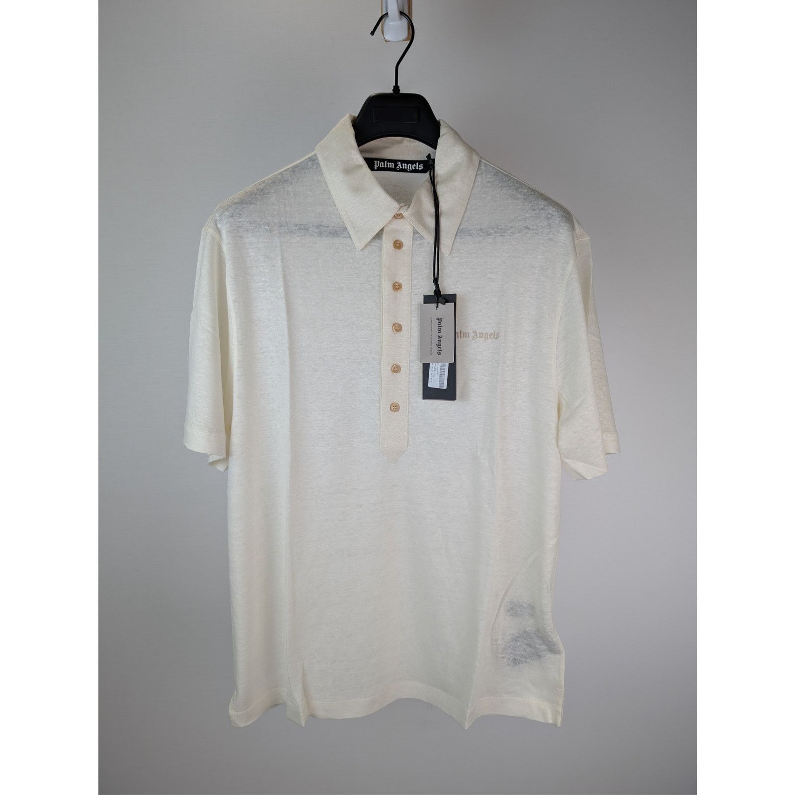 Palm Angels o1rshd1 Classic Logo Linen Polo Shirt in Off-White Size US XL / EU 56 / 4 - 8 Thumbnail