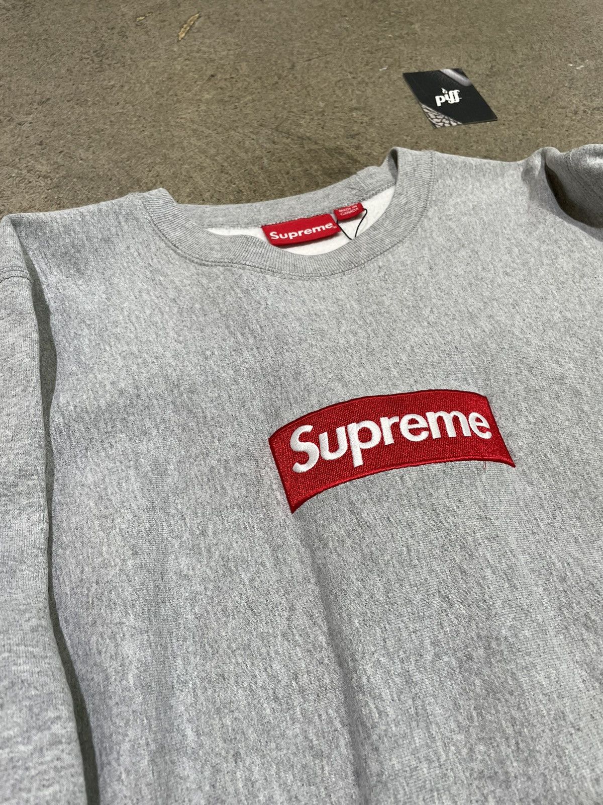 image of Supreme Box Logo Crewneck Ash Grey, Men's (Size Medium)