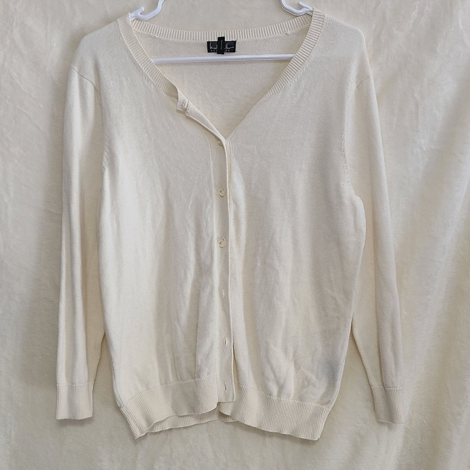 Nicole Miller Nicole Miller Cardigan Cream Size L Size L / US 10 / IT 46 - 1 Thumbnail