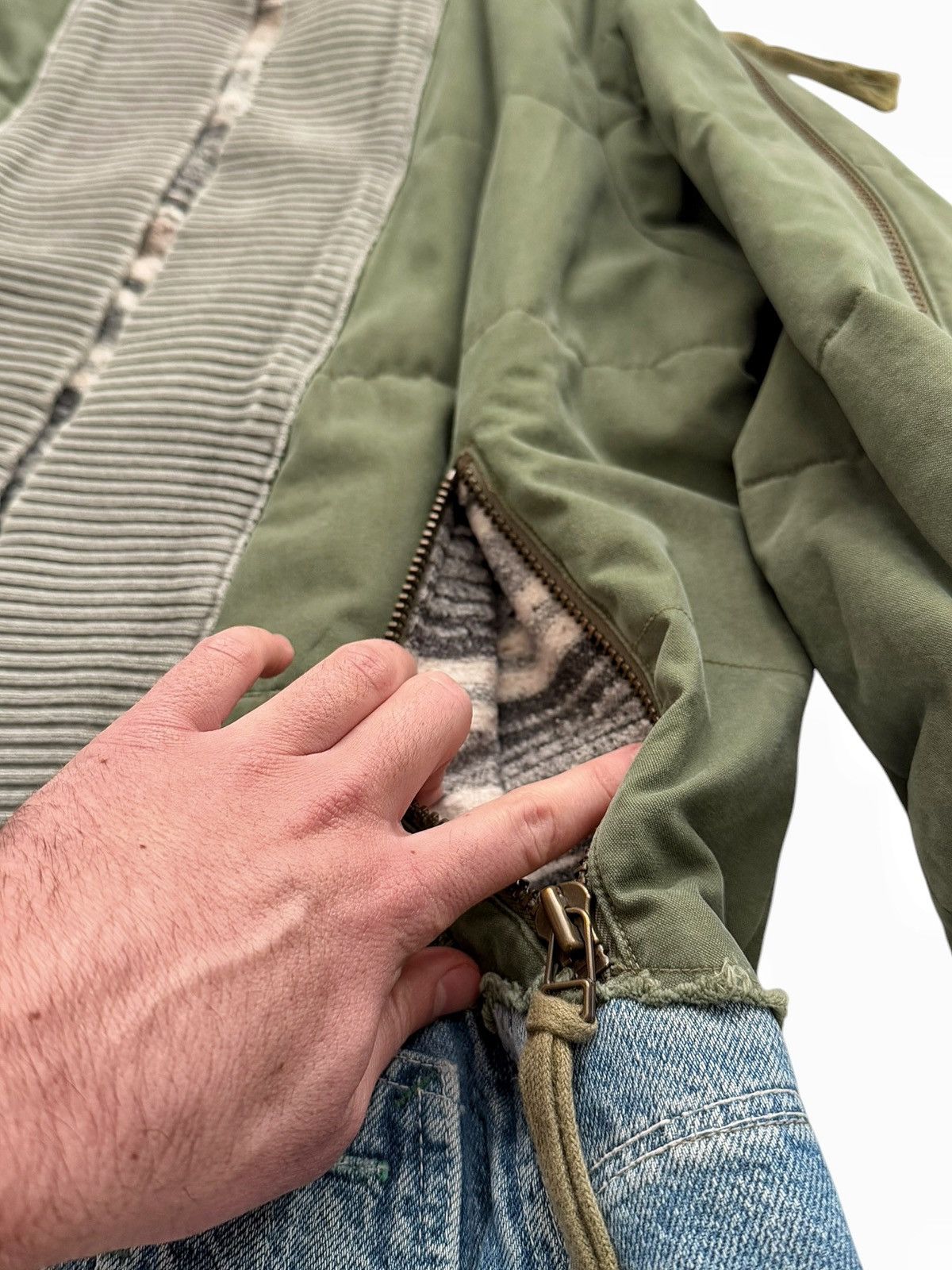 Greg Lauren GRAIL Double Layer Denim Military Cloth Arm Zip Bomber Size US M / EU 48-50 / 2 - 11 Thumbnail