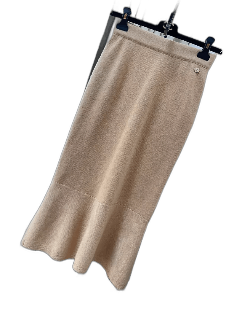 Chanel Chanel Fish Tail Knit Skirt in Light Gold Size 34" / US 12 / IT 48 - 1 Thumbnail