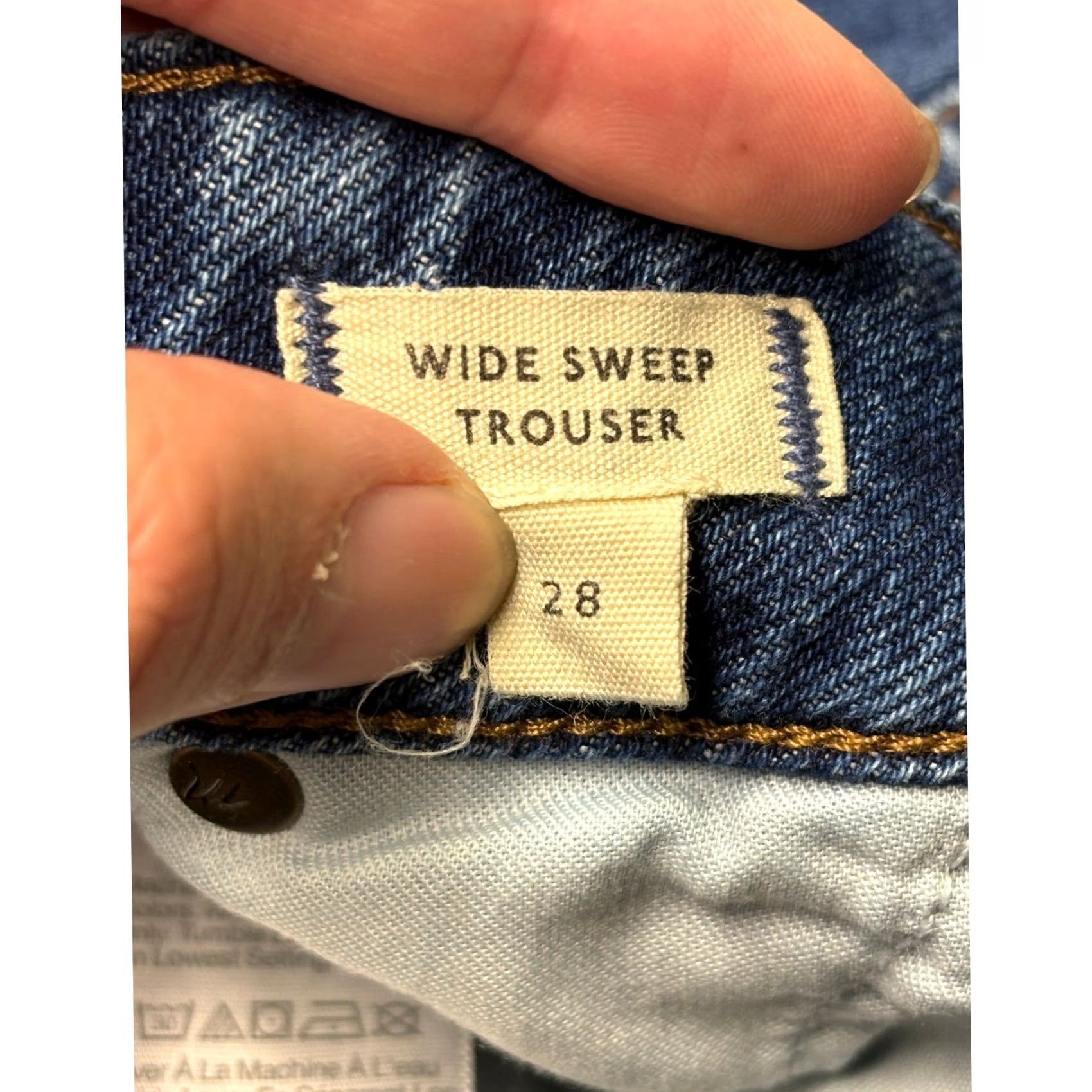 Madewell Madewell Jeans Wide Sweep Trouser Blue High Rise 100% Cotton 28W 32L Denim Five-Pocket Wide-Leg Women Vintage: No Size 28" / US 6 / IT 42 - 6 Thumbnail