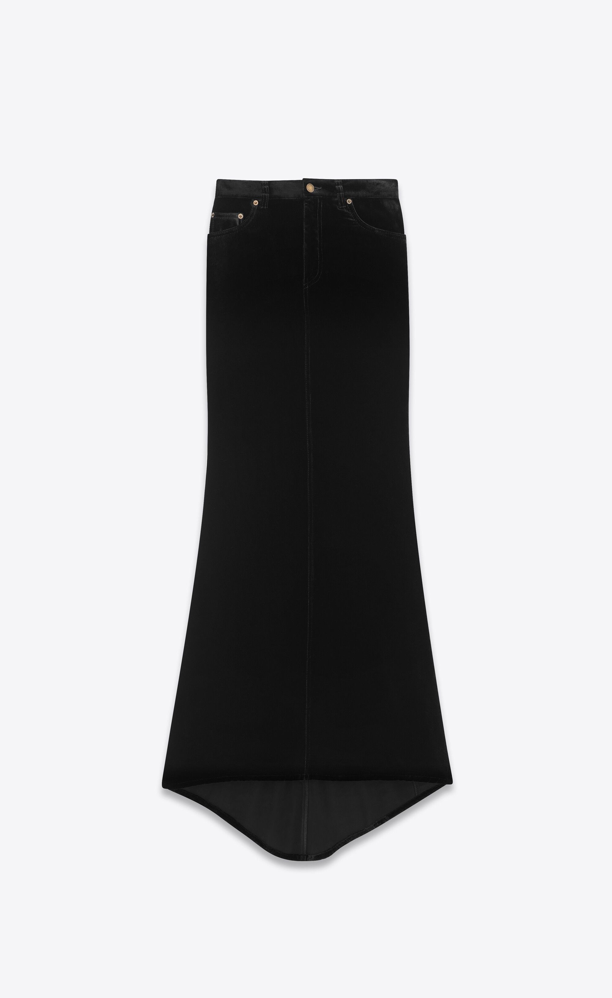 Saint Laurent Paris o1tp1o0125 Runway Velvet Long Skirt in Black Size 27" / US 4 / IT 40 - 1 Thumbnail