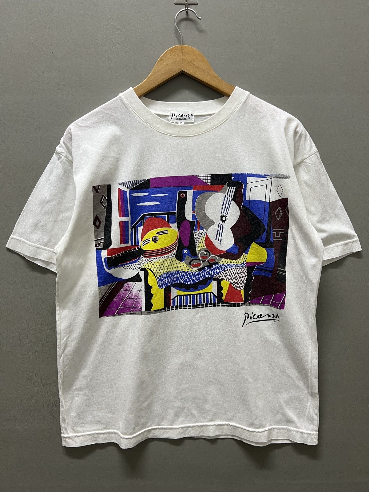 image of 90's Picasso Artwork Tee M21 in White, Men's (Size Medium)