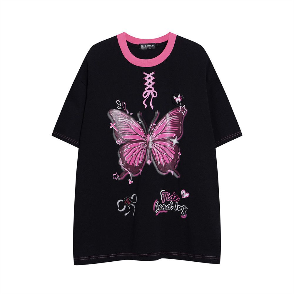 Japanese Brand × Vintage High street butterfly print men's loose round neck t-shirt Size US M / EU 48-50 / 2 - 1 Thumbnail