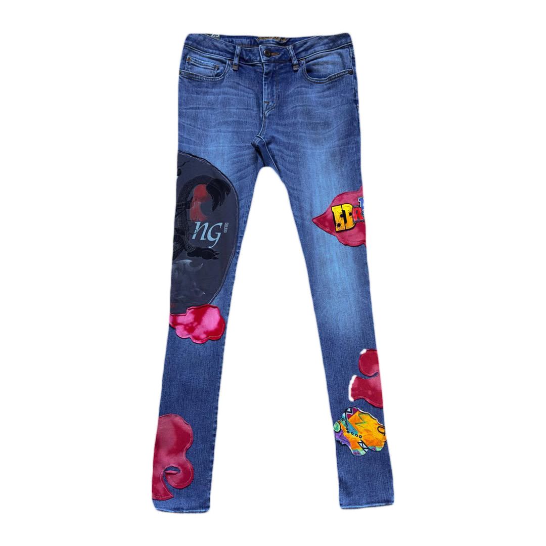 Timberland Upcycled “DRAGON POWER” Timberland Jeans Size 27" / US 4 / IT 40 - 1 Thumbnail