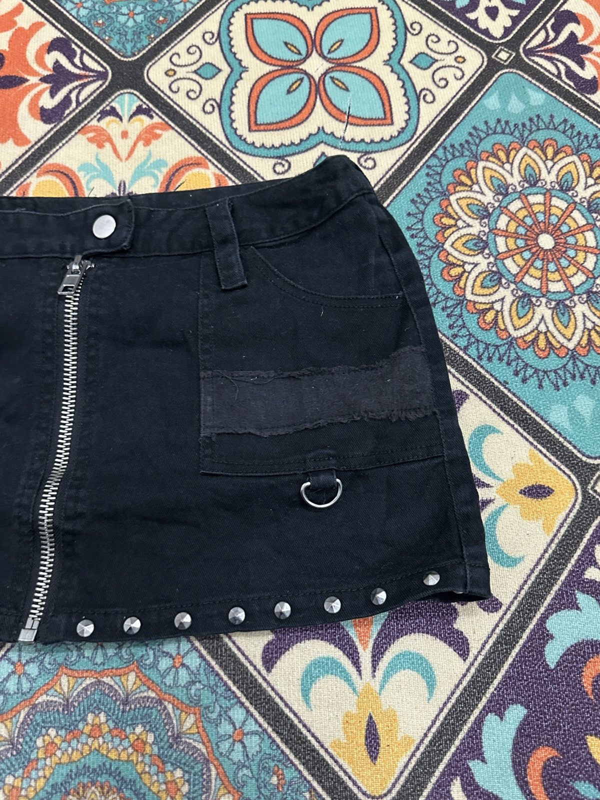If Six Was Nine Vintage 90’s Sexy Dynamite London Zipper Studded Mini Skirt Size 27" / US 4 / IT 40 - 5 Thumbnail