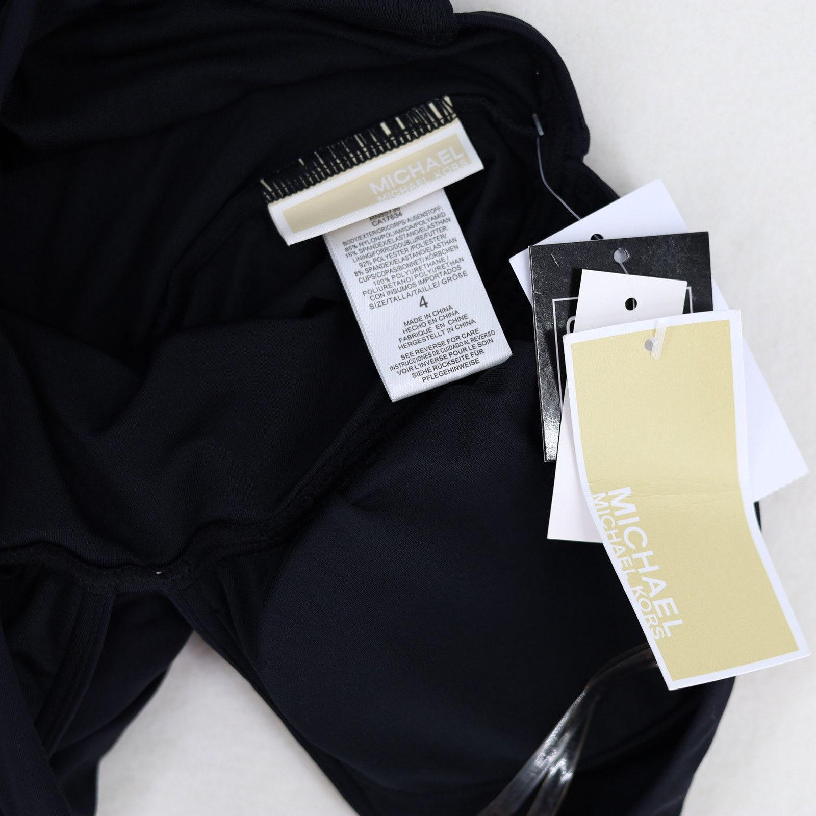 Michael Kors Michael Kors Women Solid Black One-Piece Swimsuit Size US 4 Size ONE SIZE - 6 Thumbnail