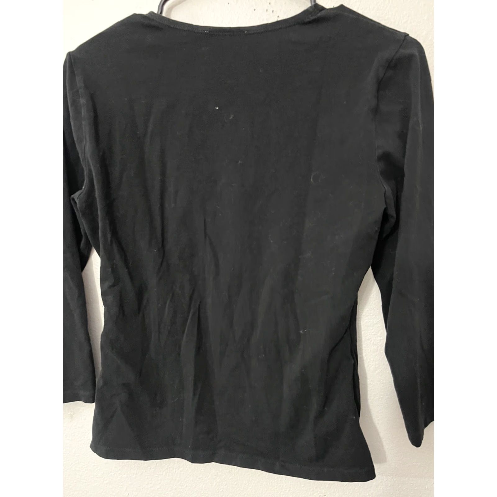 Loft LOFT Shirt Black Long Sleeve Size M Solid Adult Womens Regular Basic Casual Blouse Size M / US 6-8 / IT 42-44 - 2 Thumbnail