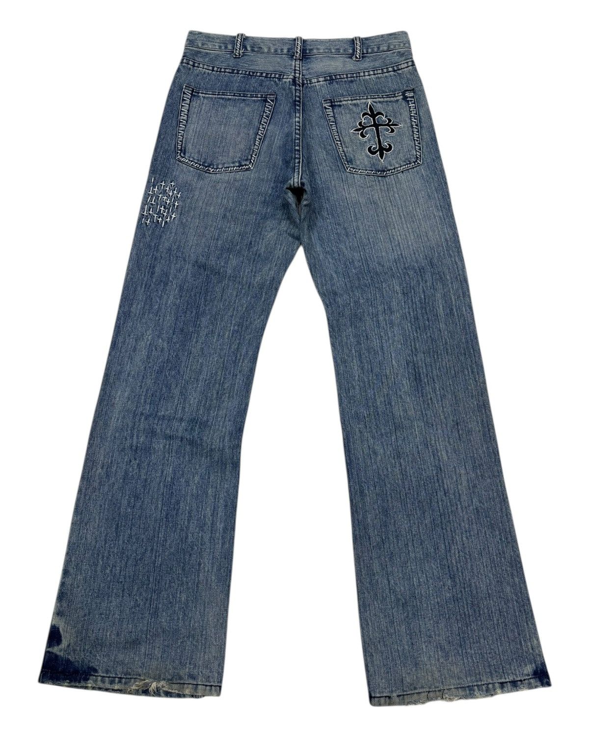 Yasuyuki Ishii × Yoshiyuki Konishi YOSHIYUKI KONISHI CROSS FLARE DENIM CUSTOM JEANS Size US 30 / EU 46 - 3 Thumbnail
