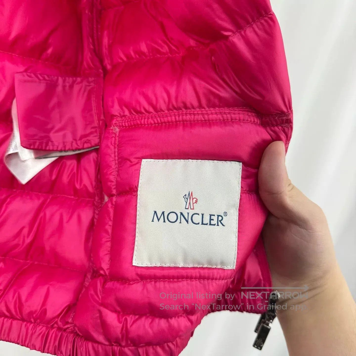 Moncler moncler pink down jacket with logo embroidery. Size XXS / US 00 / IT 34 - 5 Thumbnail