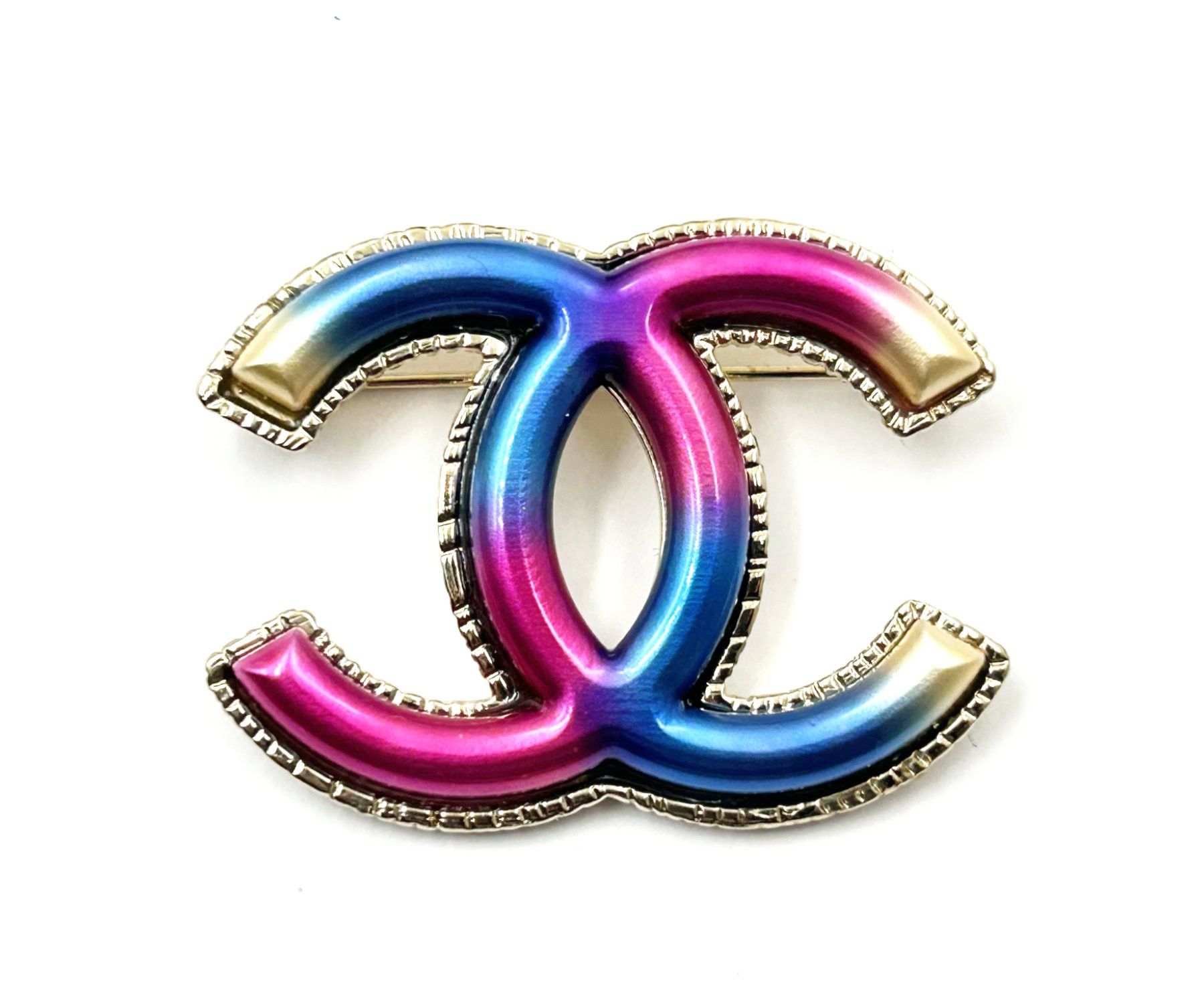 Chanel Chanel Gold CC Fuchsia Blue Brooch Size ONE SIZE - 1 Thumbnail
