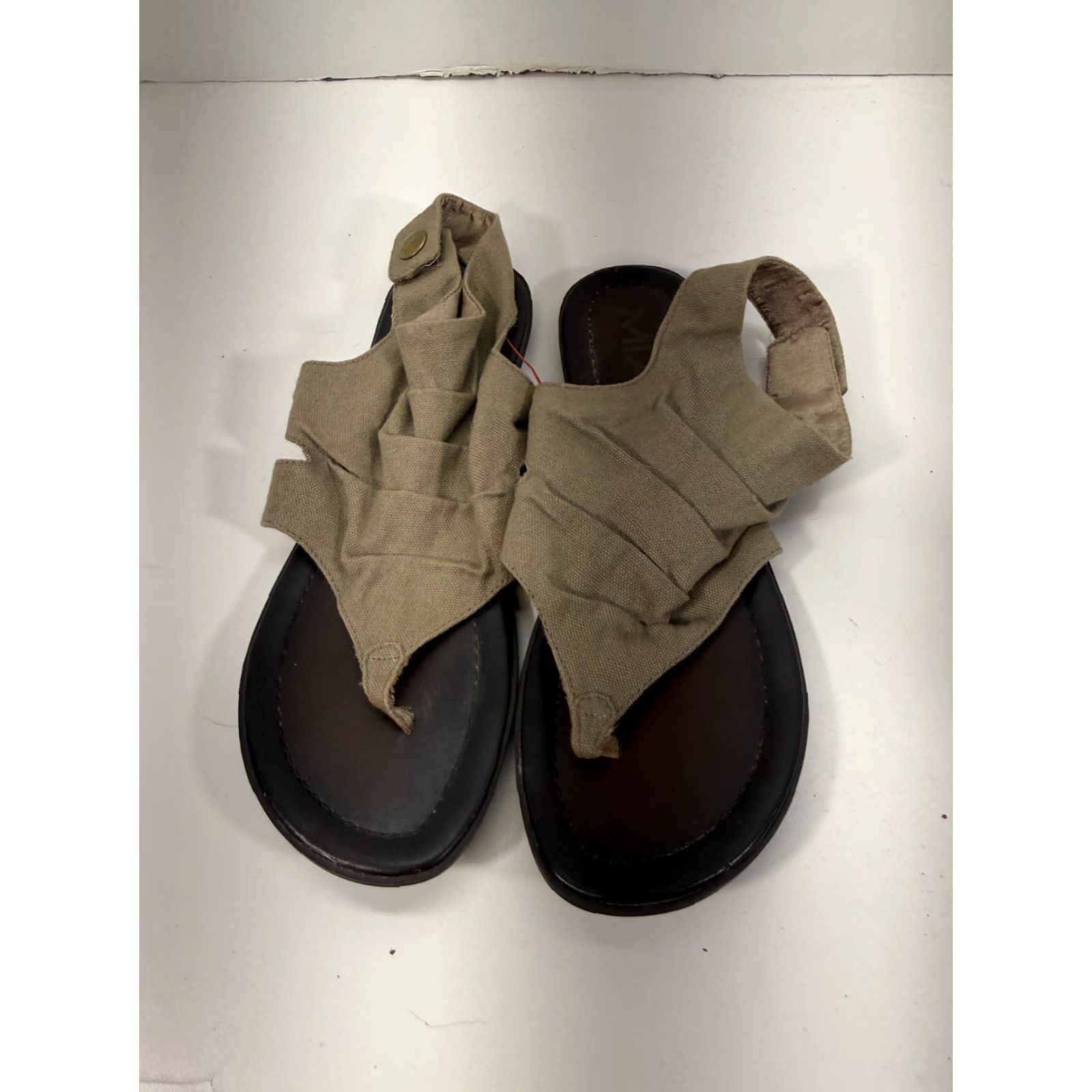 Vintage Mia Mila Thong Sandals Womens 8.5 M Khaki Green Canvas Beach Comfort Sandal Flip Flop Casual Travel Size US 9 / IT 39 - 3 Thumbnail