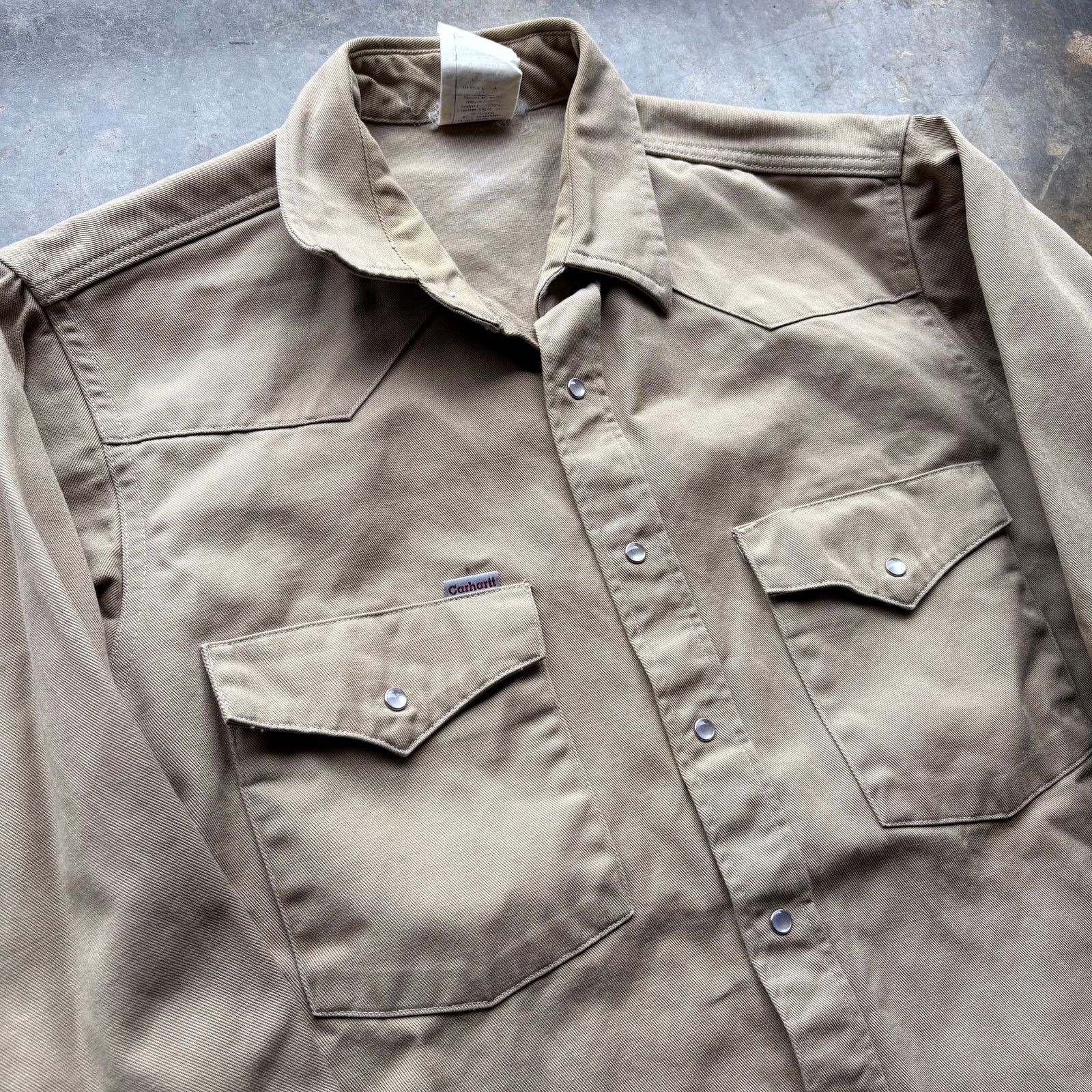 Carhartt Vintage Carhartt Pearl Snap Canvas Work Shirt Size US XL / EU 56 / 4 - 2 Thumbnail