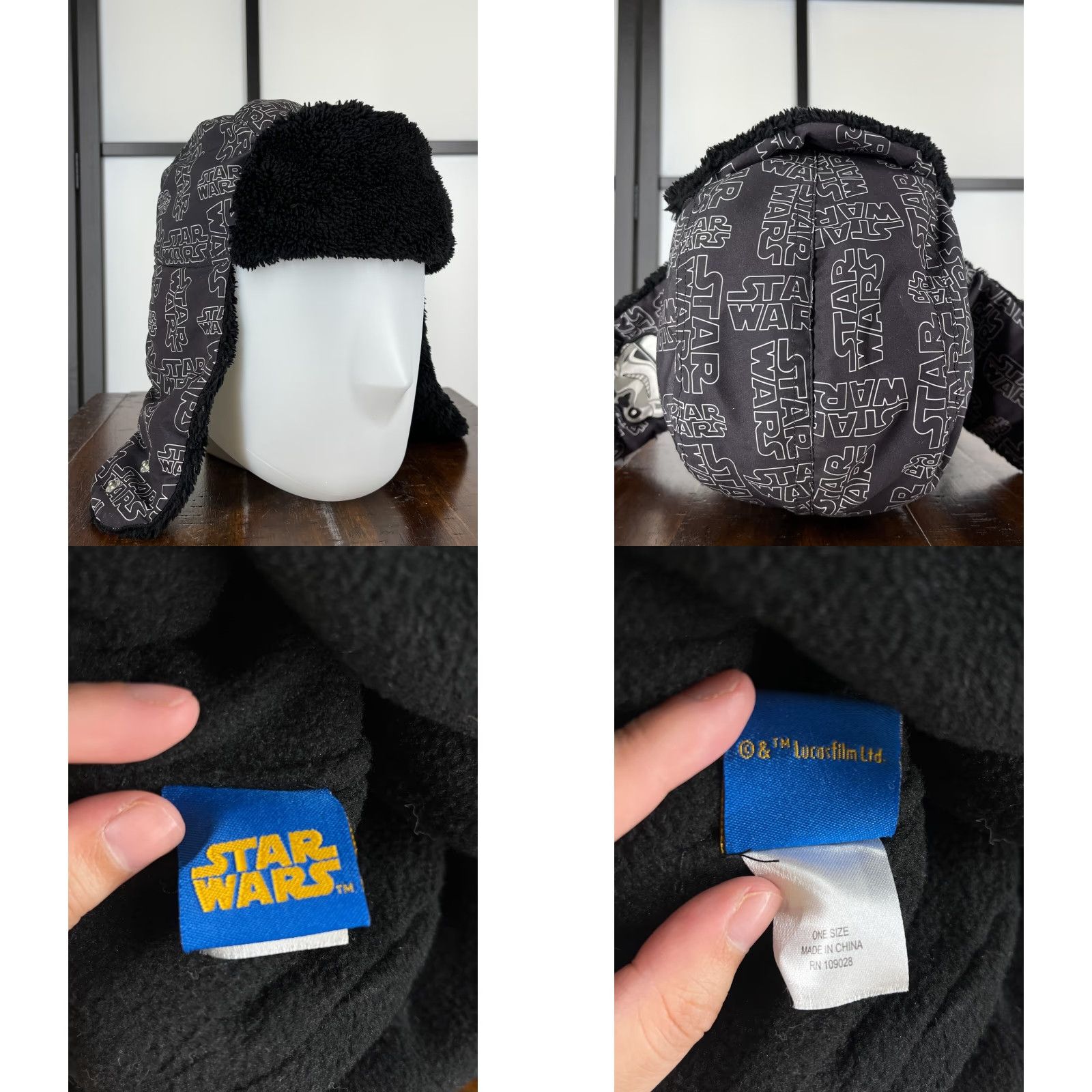 Star Wars Star Wars Trapper Hat Adult One Size Gray Black Insulated Flaps Storm Trooper F Mens Cap Winter Hat Men’s Knit 90s Movie Theme Size ONE SIZE - 8 Thumbnail