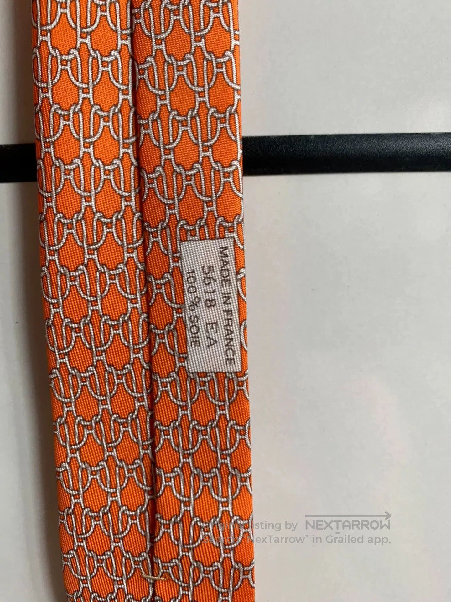 Hermes Hermès Orange Silk Tie. Size ONE SIZE - 2 Thumbnail
